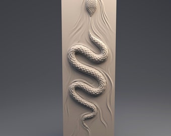 modello di nuoto serpente, decorazione murale, pannello Rilievo per router CNC Aspire Carving Engraver ArtCam Stampante 3D Design Download immediato digitale