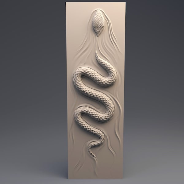 Modèle de serpent nageant, décoration murale, panneau en relief pour routeur CNC Aspire sculpture graveur ArtCam imprimante 3D Design Téléchargement instantané numérique