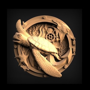 Sea Turtle, Animal, Freedom, Ocean, STL Model, CNC Router Engraver, Artcam, Aspire, CNC files, Wood, Art, Wall Decor, VCarve, Relief