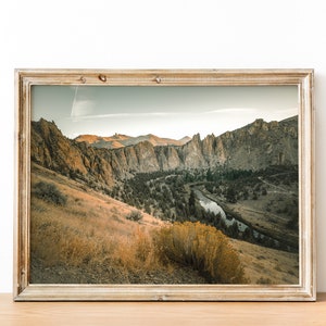 Smith Rock State Park Wall Decor,Smith Rock Canyon Photo,Landscape Canvas Print Wall Art,Desert of Oregon Home Decor,Farmhouse Wall Print