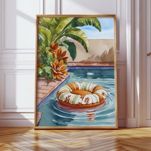 Retro Pool Float Print: Boho Summer Wall Art (Digital Download)