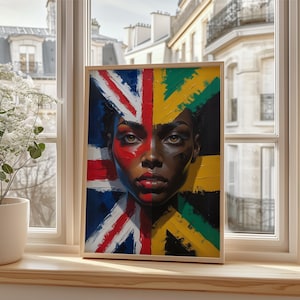 British Jamaican Flag Art: Afro-Caribbean Woman Portrait (Digital Download)