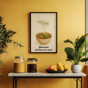 Jamaican Pepper Pot Soup Wall Art – Caribbean Kitchen Prints – Jamaican Food Decor – Digital Download – Island Cuisine Artwork