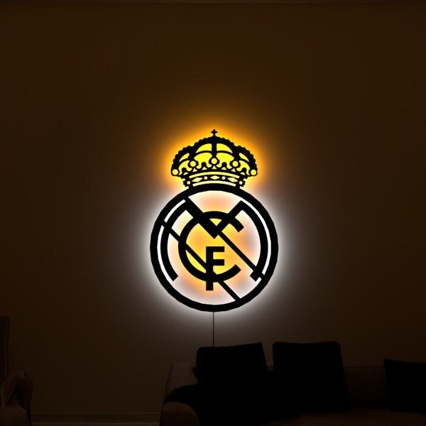 Real Madrid Led Schild, Real Madrid Real Madrid beleuchtete Wandkunst, Fußball-Wanddekor, Fußballfan-Geschenk, Männerhöhle-Dekor, Geburtstagsgeschenk