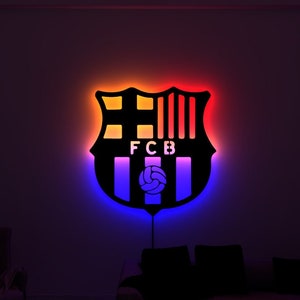 FC Barcelona Led RGB Wall Sign, Barcelona Wood Wall Art, Led Light Wall art FC Barcelona, Football Led Sign, Birthday Gift