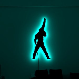 Arte murale a LED di Freddie Mercury, decorazione murale di Freddie Mercury, decorazione murale musicale, arredamento per la casa e il soggiorno, regalo di compleanno