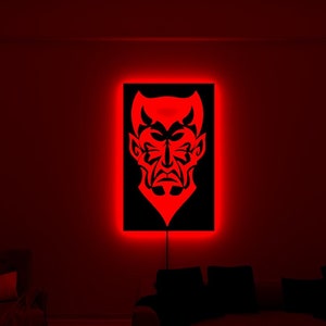 Art mural diable, enseigne LED diables, enseigne LED pour mur, décoration murale, décoration de salon, décoration d'intérieur, cadeau d'anniversaire