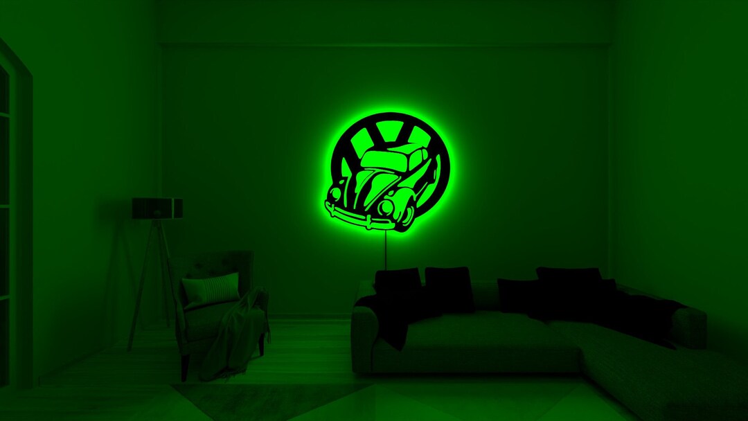 Beetle Car Wall Decor, Led Light Wall Decor, Wood Wall Decor, Garage