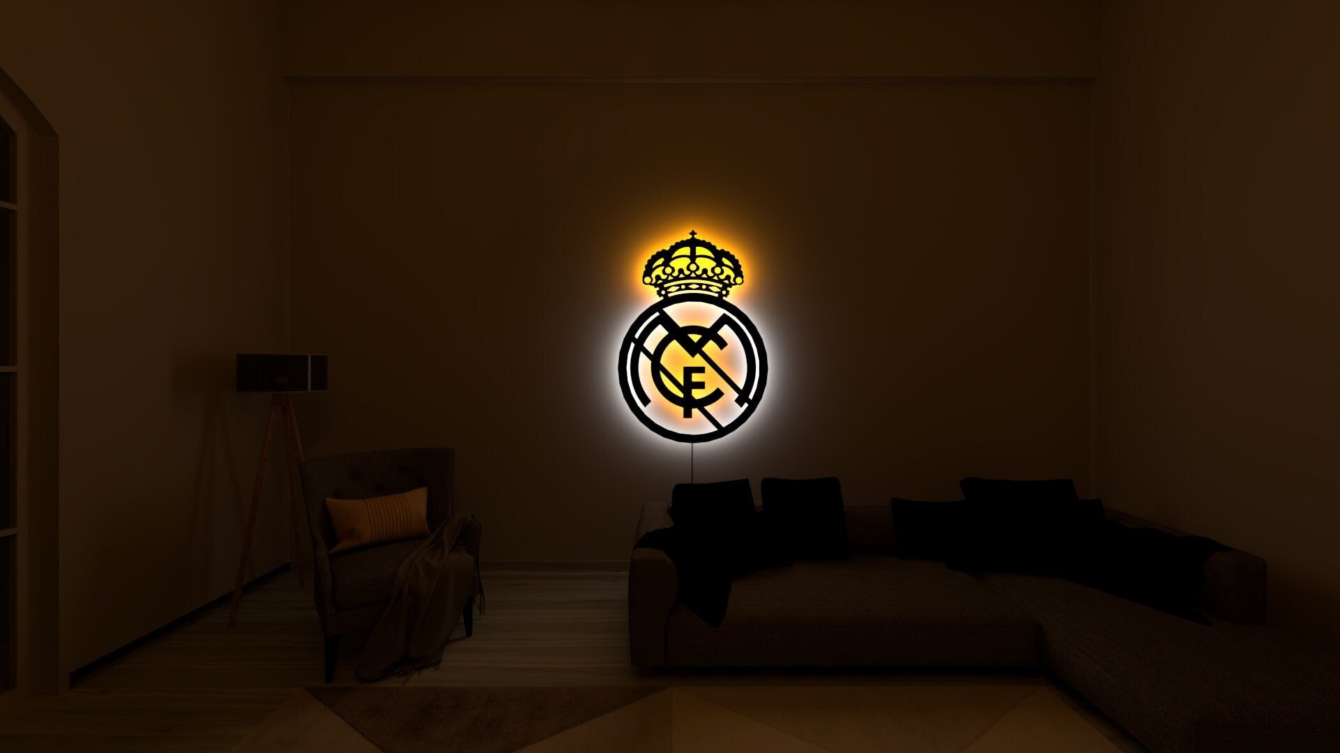 Real Madrid Led Sign, Real Madrid CF, Real Madrid Lighted Up Wall Art, Football Wall Decor, Football Fan Gift, Man Cave Decor, Birthday Gift