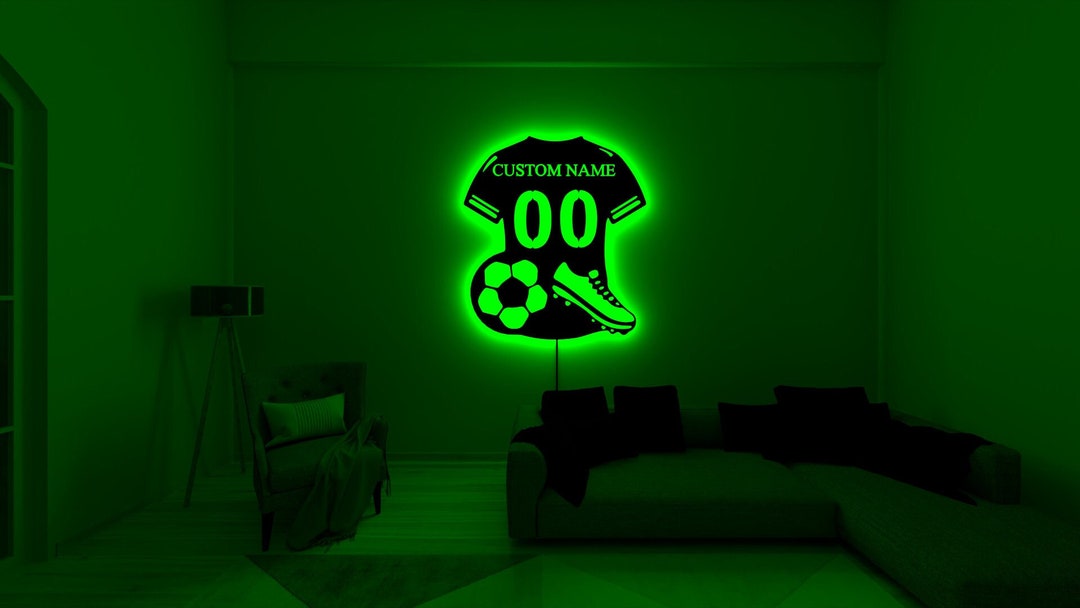 Custom Football Wall Decor, Personalized Soccer Name Led Wall Sign, Personalized Football Led