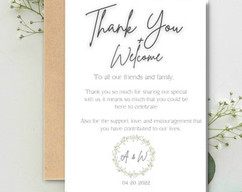 Wedding Thank You and Welcome Card Template Download