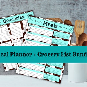 Meal Planner Printable with Grocery List-Cow Print