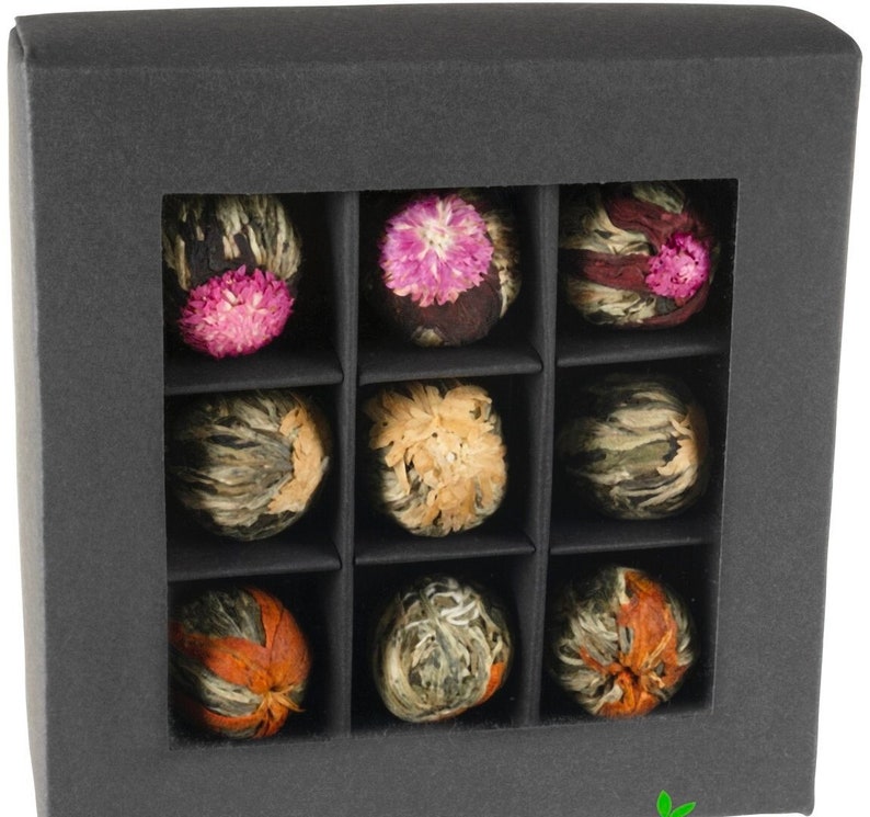 Blooming Tea Coffret Noir / Idée Cadeau 9 Pièces Blooming Tea, Cadeau Parfait, Amoureux du Siècle, Amoureux de l'Automne, Couronnes Royales image 1