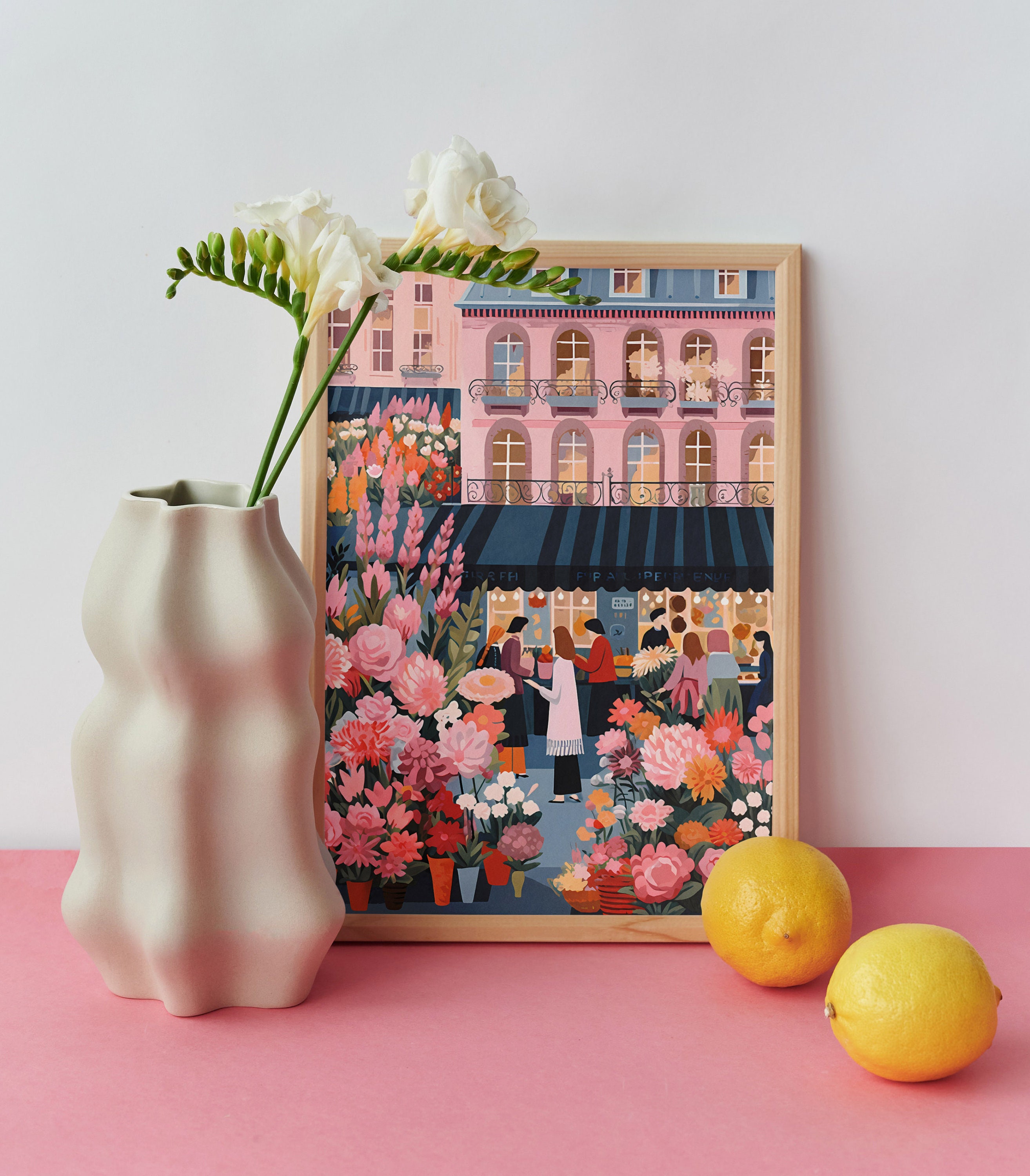 Paris Flower Market Print Pink Parisian Wall Art Flower Etsy