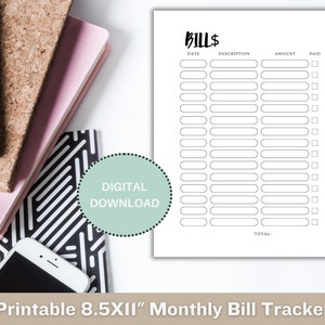 Bill Checklist, Monthly Bill Tracker, Bill Tracker, Monthly Bill Tracker Printable, Bill Payment Tracker, Payment Checklist, Bill Log