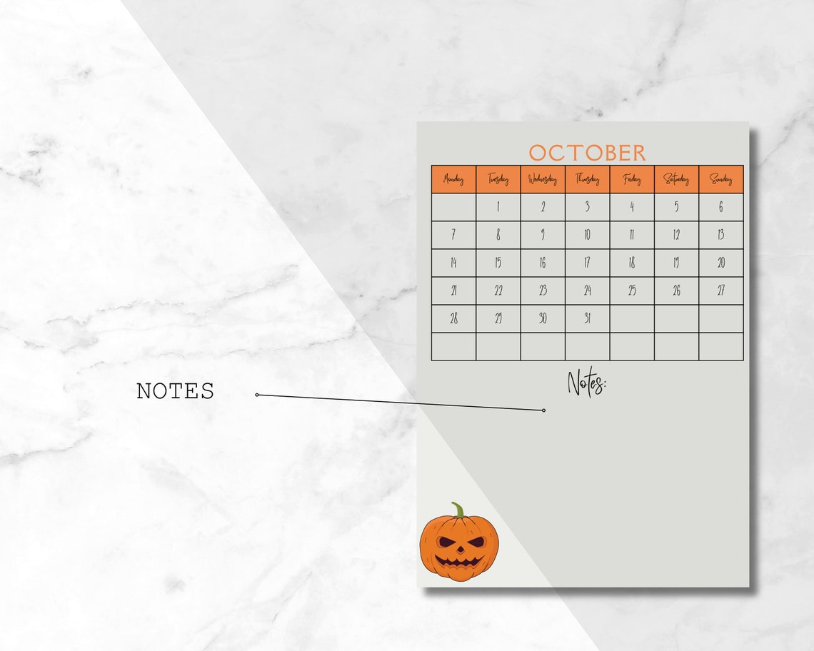 Halloween Calendar 2024 Halloween Planner 2024 Ghost Digital Etsy España