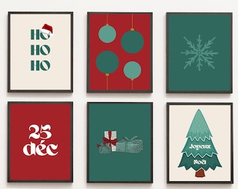 Déco de Noël - 6 Affiches/cartes à imprimer - Version Française