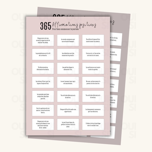 365 affirmations positives en français - PDF à imprimer