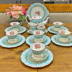 Vintage Royal Albert Enchantment Tea Set for 6: English Bone China