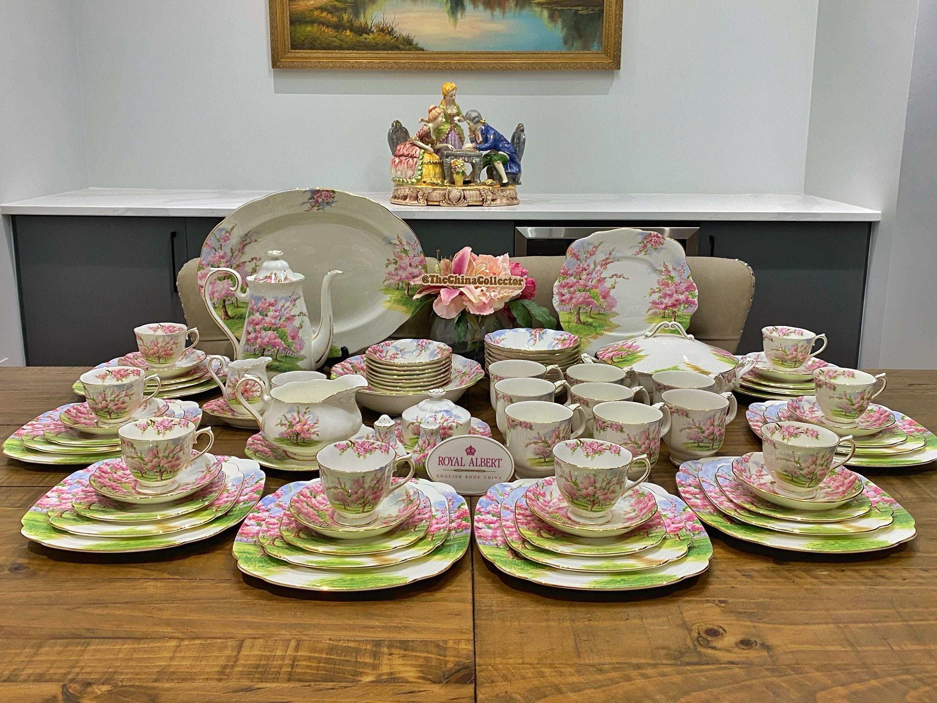 Vintage Royal Albert Blossom Time Dinnerware Set: 78-piece English