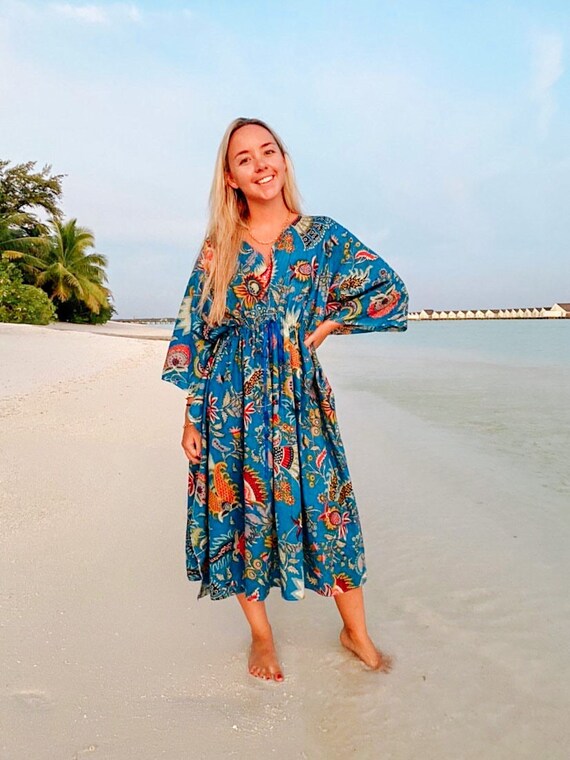 blue dress for baby girl Ruffle Maxi Dress, Long Flowy Beach Cotton Dress, Beach Bride main image 0