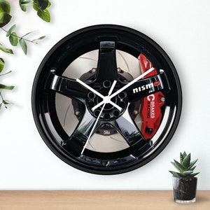 Novelty Black Nismo LMGT4 Wheel Clock, Rays LMGT4 Garage Wall Clock, Nismo Wheel Clock, Dorm Room Clock, Car Lover Clock, Boyfriend Gift