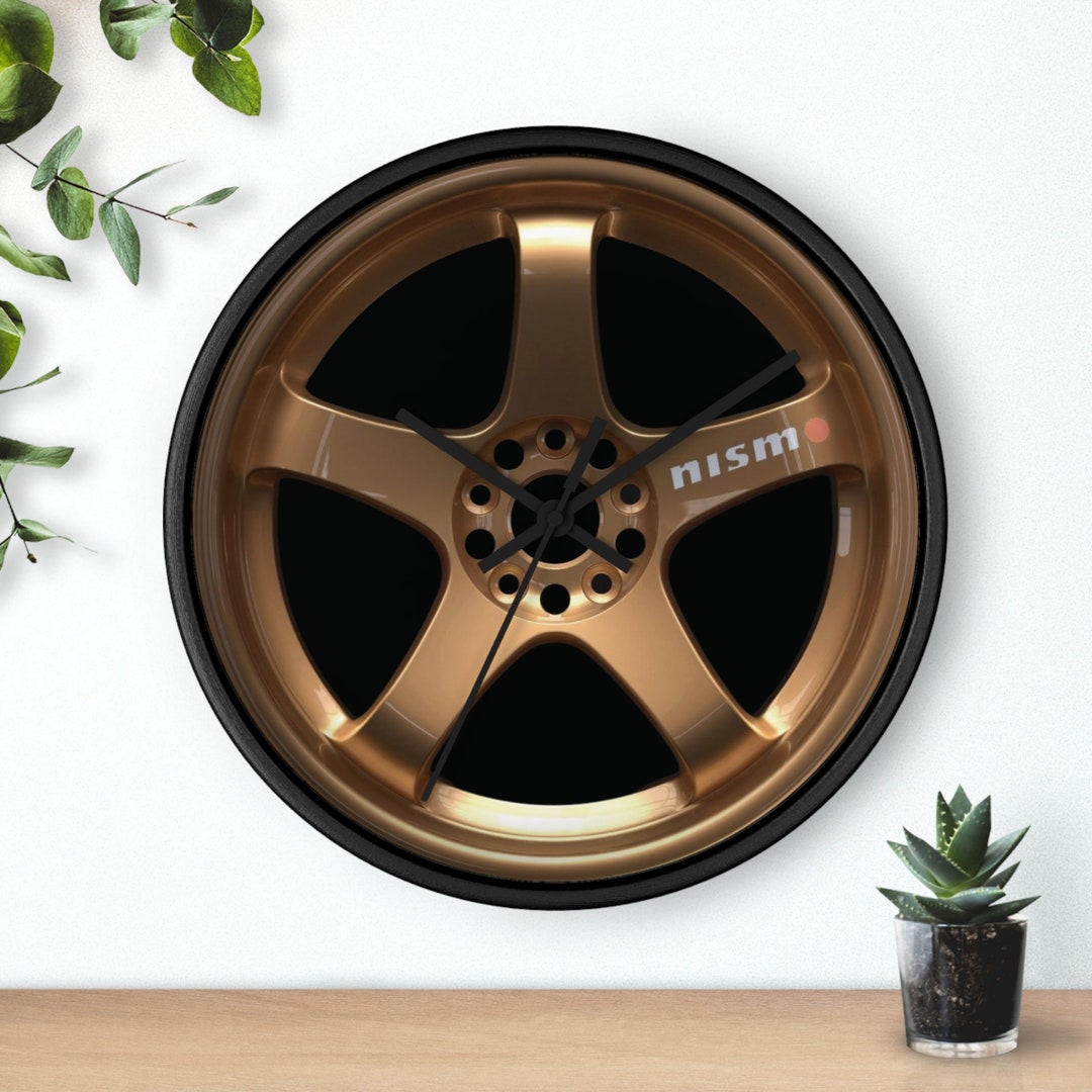 Novelty Gold Nismo LMGT4 Wheel Clock, Rays LMGT4 Garage Wall Clock