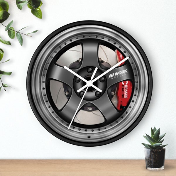 Work Meister W/Brakes Wheel Wall Clock, JDM Wheel Wall Clock, Garage Wall Clock, Dorm Room Clock, Car Lover Clock, Boyfriend Gift