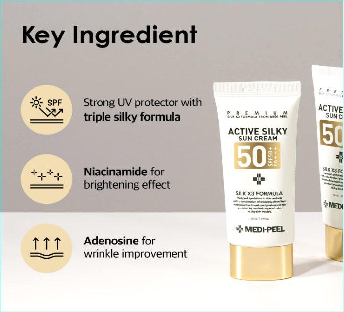 Active Silky Suncream SPF50 PA 1.69 Fl Oz. Premium Silk Formula, Anti ...