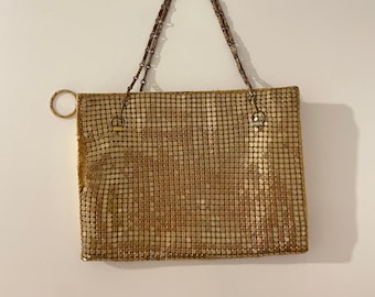Vintage 30&#39;s Whiting & Davis Gold Mesh Small Purse Clutch Handbag | Antique Purse