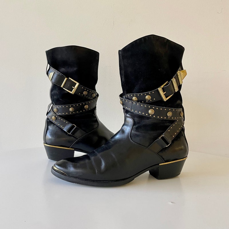 atelier versace leather gogo boots