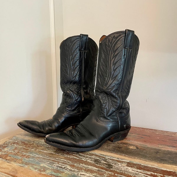 Vintage Nocona Cowboy Boots In Black, Womens Size 7 / 7.5 | Western Boots