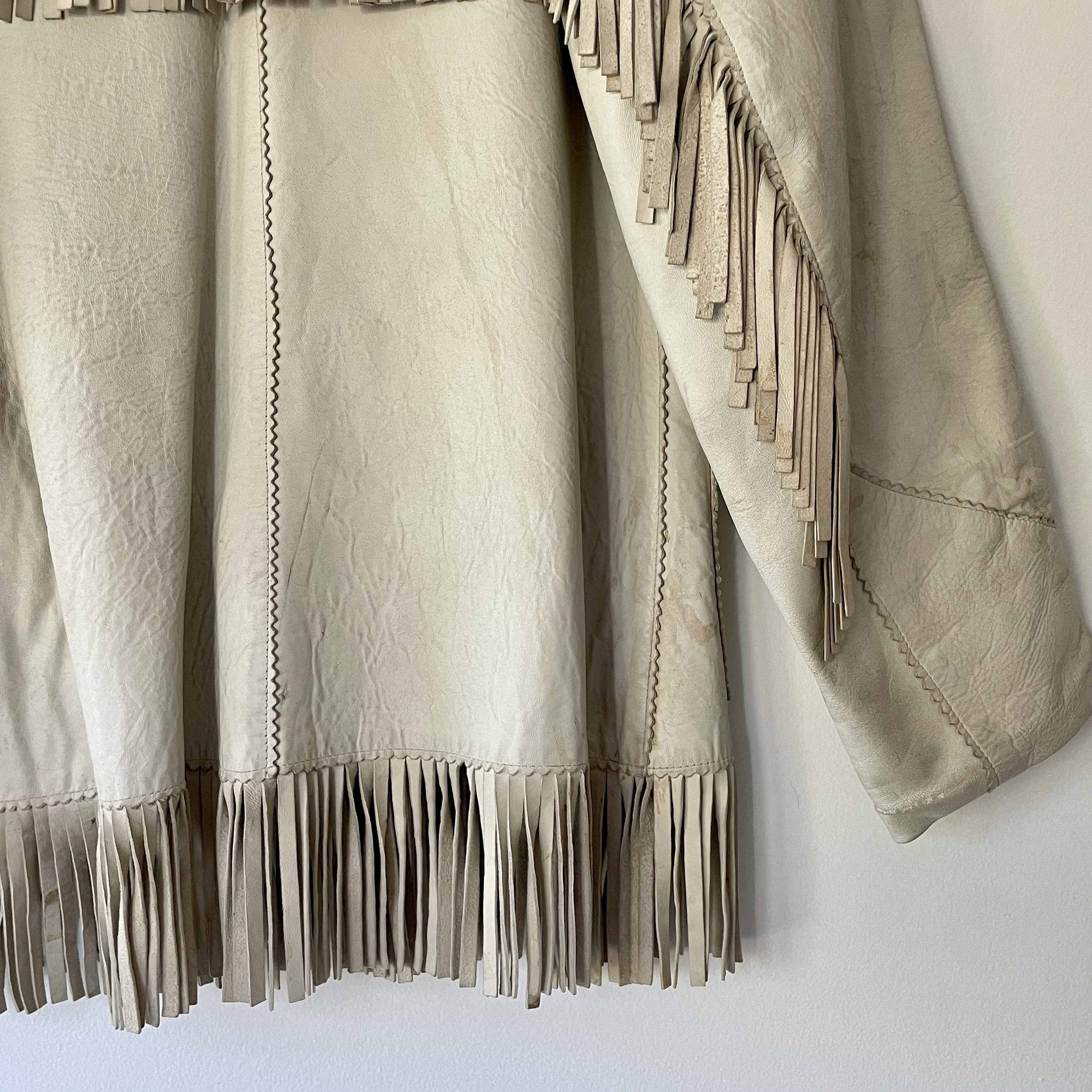 Vintage 40's / 50's Chris Line Originals Fringe Ivory Leather Jacket by ...