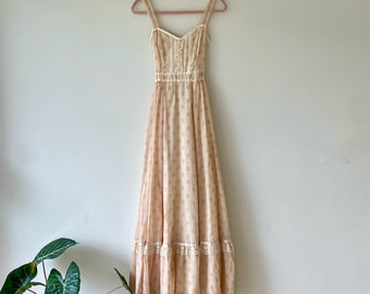 Vintage 70's Gunne Sax Dress by Jessica McClintock, Floral Print Dress Prairie Style, Bohemian Dress, Maxi Dress