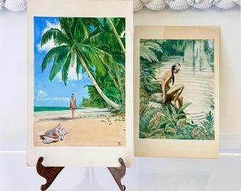 Cindy Conklin Signed Scratchwork Lithograph Framed Hawaii Flowers