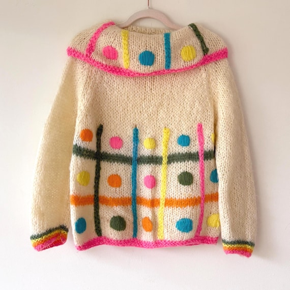 Vintage Italian Mohair Wool Cowl Neck Art Knit Sweater Carina