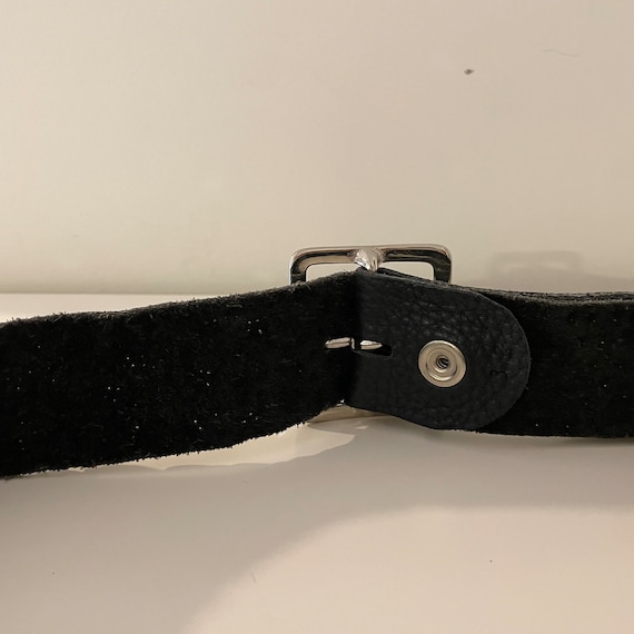 小物 vintage jewelry studs leather belt y2k Vintage Black Silver Stud & Crystal Leather Belt | Celebrity