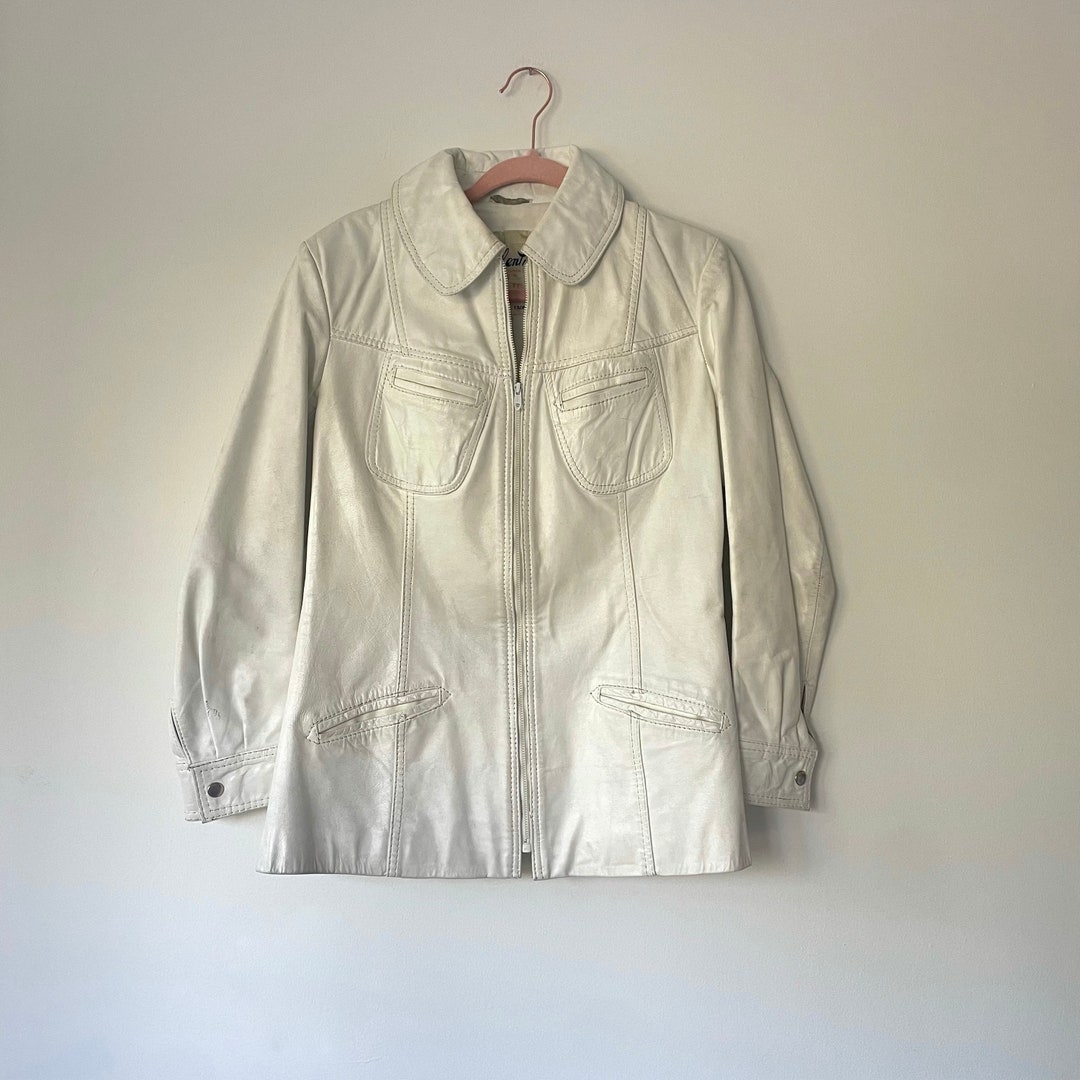 Vintage 70's Valenti White Leather Jacket - Etsy UK