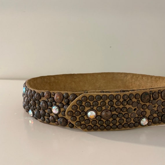 Vintage Stud & Crystal Leather Belt | Celebrity Y… - image 4