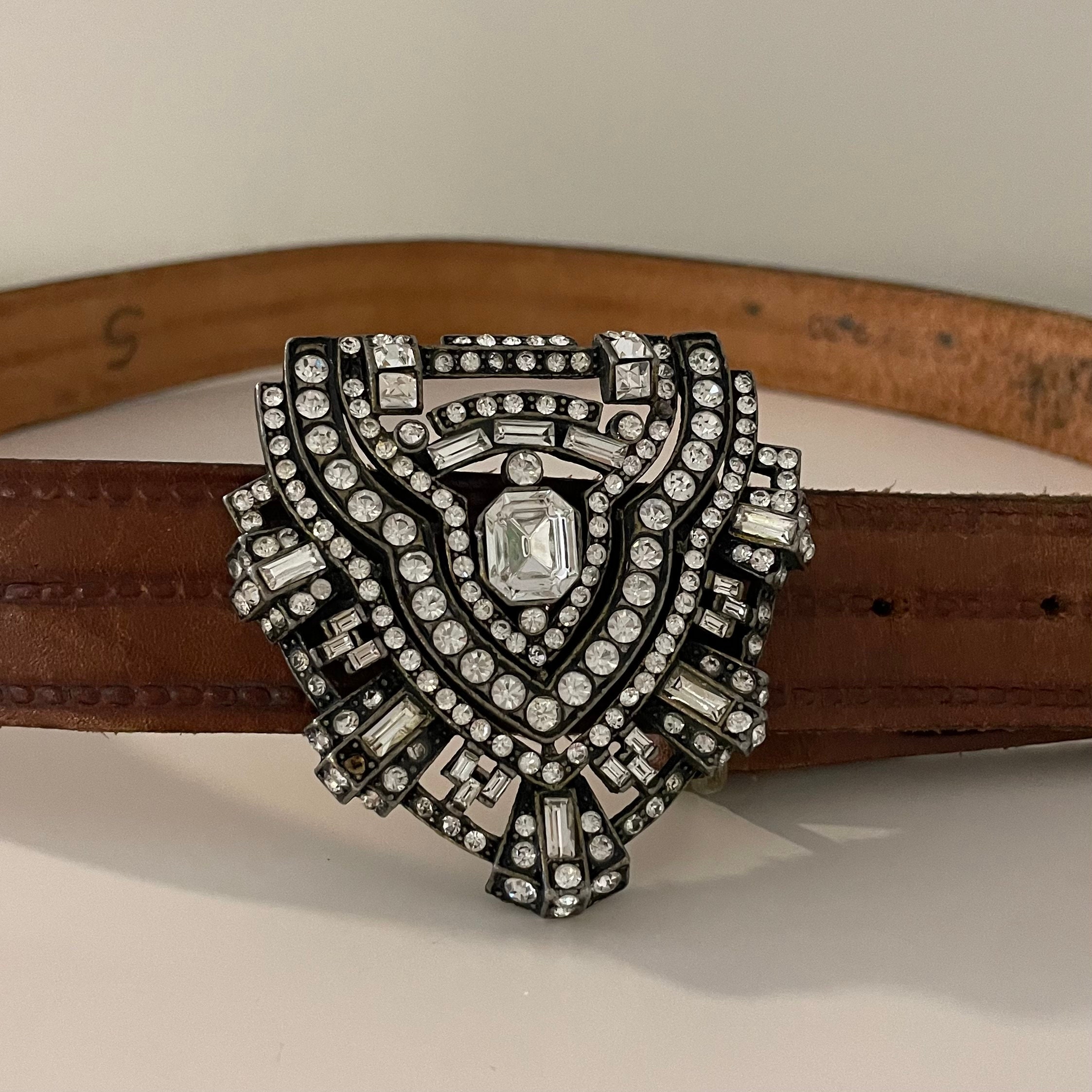 Vintage Y2K B-low the Belt With Crystal Buckle Made in USA 
