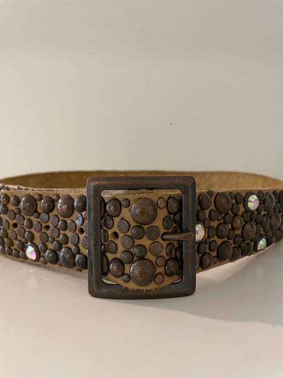 Vintage Stud & Crystal Leather Belt | Celebrity Y… - image 2