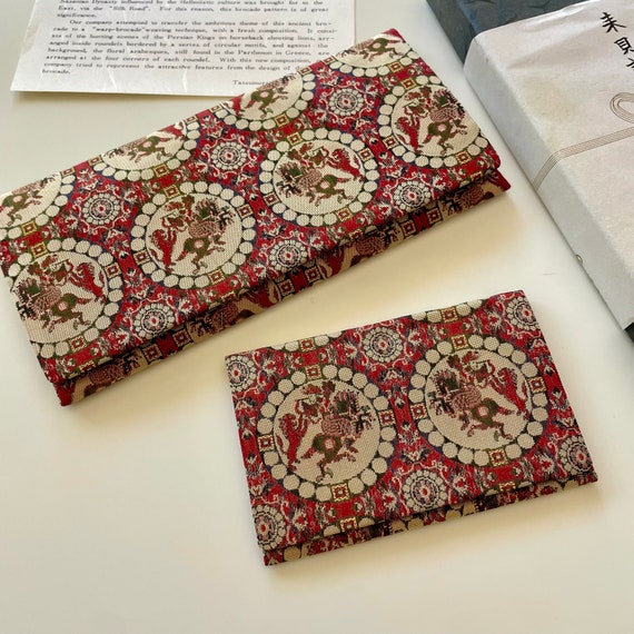 1960s Nishiki Brocade Wallet Set: Lion Hunting, T… - image 2