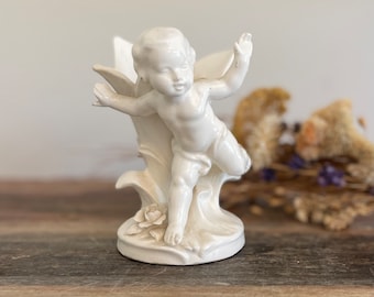 Vintage Ardalt Cherub Tulip Porcelain Bud Vase  | Antique French Decor | Paris Apartment Decor