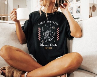 Overstimulated Moms Club T-shirt, retro graphic T-shirt, Mom Life-shirt, vintage geïnspireerde Mom-T-shirt, Moederdagcadeau