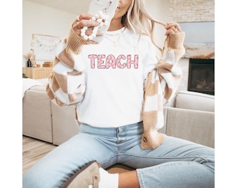 Coquette Teach Shirt, Teacher Gift, Teacher Appreciation, Student Teacher Gift, Graduation Teacher Gift, Retro Teacher Shirt