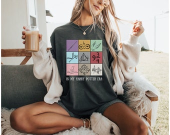 Harry Potter-T-shirt, T-shirt Comfort Colors, In My Era, shirt boekenwurm, Huffelpuf-nerd, shirt tovenaarsschool, cadeau HP fan, Ravenklauw, Zwadderich