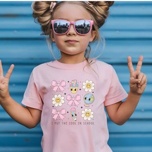 Girls Back To School Tshirt, School Tee, Retro School Shirt, Coquette Kids Tee, First Day of School