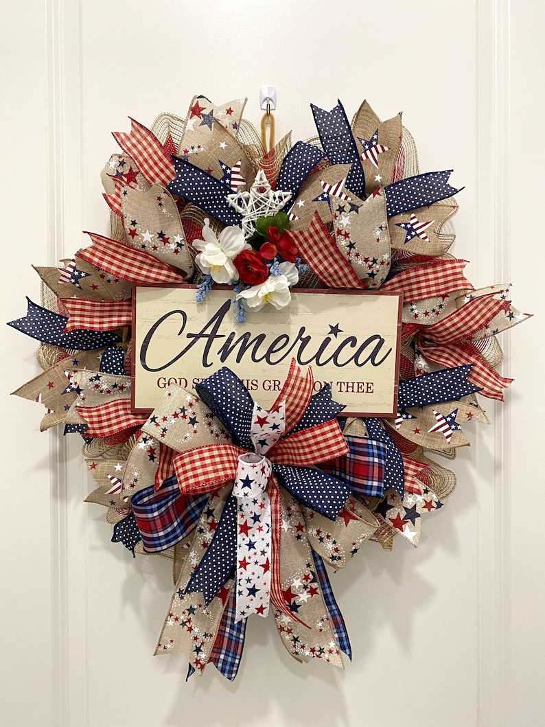 Rustic Patriotic Wreath: Farmhouse Summer Decor - Etsy