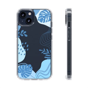 Aesthetic Phone Case, Clear Phone Case, Abstract Phone Case, Clear Phone Case with Design, Cute Phone Case, Blue Phone Case, Plant PhoneCase