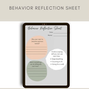 Digital Behavior reflection sheet | behavior management | special education | teacher resources | behavior reflection template